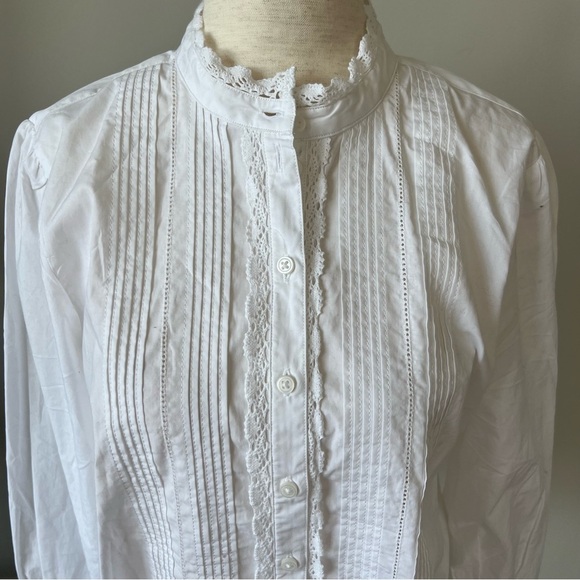 NWT! J. Crew Lace-front button-down poplin shirt - White - Picture 6 of 10